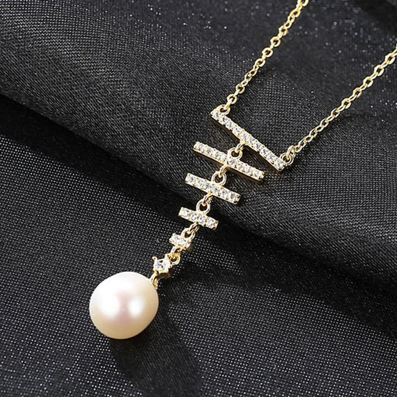 Freshwater Pearl Pendant 925 Silver Necklace Statement Jewelry