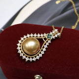 Natural Freshwater Pearl Pendant Necklace Women's Autumn 11-12mm