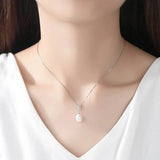 Freshwater Pearl Pendant 925 Sterling Silver V Necklace Fine Jewelry