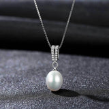 Freshwater Pearl Pendant 925 Sterling Silver V Necklace Fine Jewelry