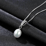 Freshwater Pearl Pendant 925 Sterling Silver V Necklace Fine Jewelry