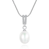 Freshwater Pearl Pendant 925 Sterling Silver V Necklace Fine Jewelry
