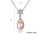 Freshwater Pearl Pendant 925 Sterling Silver Flower Zircon Jewelry
