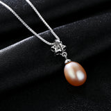 Freshwater Pearl Pendant 925 Sterling Silver Flower Zircon Jewelry