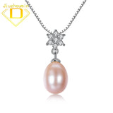 Freshwater Pearl Pendant 925 Sterling Silver Flower Zircon Jewelry
