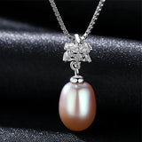 Freshwater Pearl Pendant 925 Sterling Silver Flower Zircon Jewelry