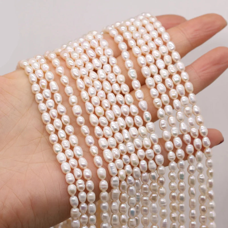 Natural Freshwater Pearl Rice Bead Ladies Beaded Necklace Bracelet DIY Jewelry