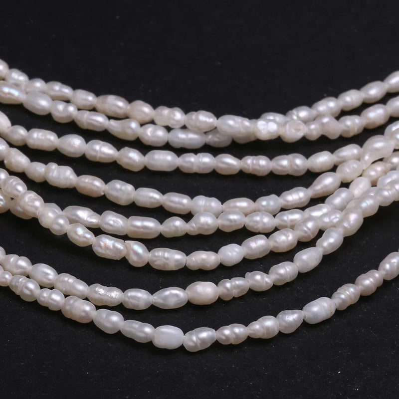 Natural Freshwater Pearl Rice-shaped Punch Loose Beads For Jewelry Making