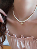 Freshwater Pearl Love Heart 14K Filled Necklace Jewelry For Women