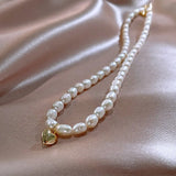 Freshwater Pearl Love Heart 14K Filled Necklace Jewelry For Women