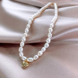 Freshwater Pearl Love Heart 14K Filled Necklace Jewelry For Women