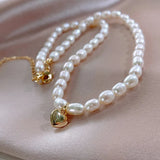 Freshwater Pearl Love Heart 14K Filled Necklace Jewelry For Women