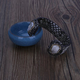 Freshwater Pearl Druzy Stone Charm Bangle Cuff