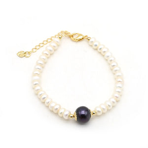Freshwater Pearl Round Beads Bracelet 6-7mm Adjustable Size Women's Jewelry