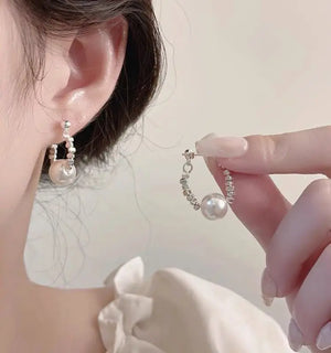 Natural Freshwater Pearl Silver Hoop Earrings for Women