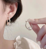 Natural Freshwater Pearl Silver Hoop Earrings for Women
