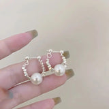 Natural Freshwater Pearl Silver Hoop Earrings for Women