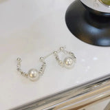 Natural Freshwater Pearl Silver Hoop Earrings for Women