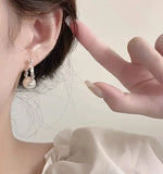 Natural Freshwater Pearl Silver Hoop Earrings for Women
