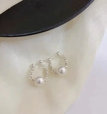 Natural Freshwater Pearl Silver Hoop Earrings for Women