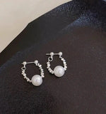 Natural Freshwater Pearl Silver Hoop Earrings for Women