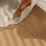 Freshwater Pearl Rice Bead Necklace Clavicle Chain 18K Jewelry