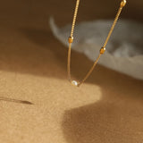 Freshwater Pearl Rice Bead Necklace Clavicle Chain 18K Jewelry