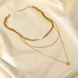 Freshwater Pearl Stainless Steel Choker Necklace Love Pendant