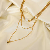 Freshwater Pearl Stainless Steel Choker Necklace Love Pendant