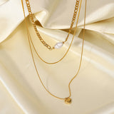 Freshwater Pearl Stainless Steel Choker Necklace Love Pendant