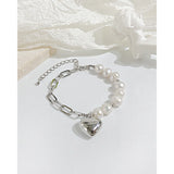 Freshwater Pearl Stainless Steel Love Heart Bracelet