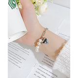 Freshwater Pearl Stainless Steel Love Heart Bracelet