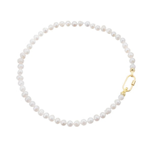 Freshwater Pearl Strand Necklace 14K Plated Clasp Classic Chocker Jewelry