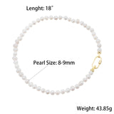 Freshwater Pearl Strand Necklace 14K Plated Clasp Classic Chocker Jewelry