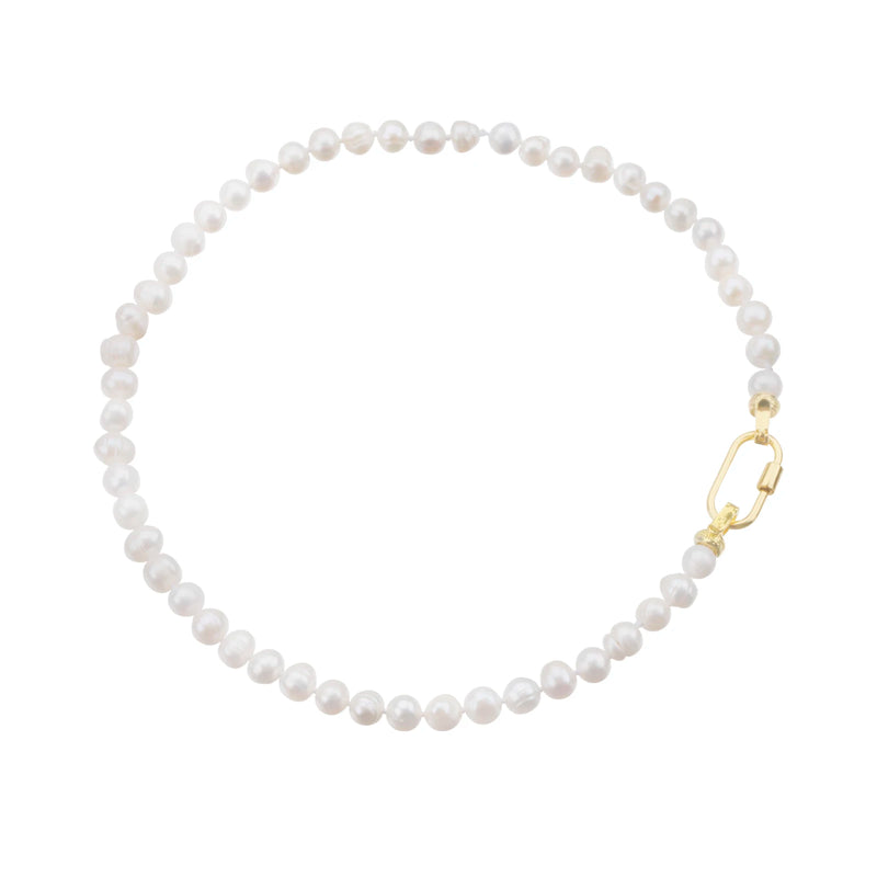 Freshwater Pearl Strand Necklace 14K Plated Clasp Classic Chocker Jewelry