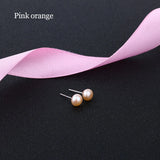 Freshwater Pearl Stud Earrings 925 Sterling Silver Lady Earrings Charm Jewelry