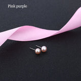 Freshwater Pearl Stud Earrings 925 Sterling Silver Lady Earrings Charm Jewelry