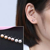 Freshwater Pearl Stud Earrings 925 Sterling Silver Lady Earrings Charm Jewelry