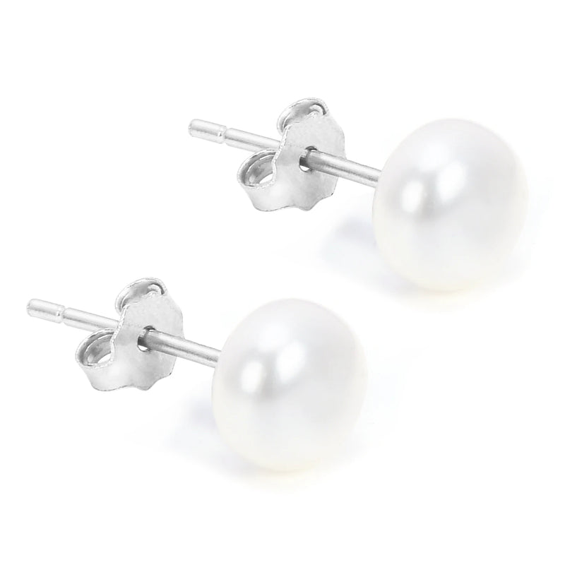 Freshwater Pearl Stud Earrings 925 Sterling Silver Earring For Women