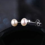 Freshwater Pearl Stud Earrings 925 Sterling Silver Wedding Gift