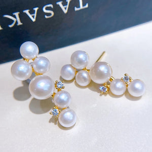 Freshwater Pearl Stud Earrings Lady Women Jewelry