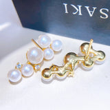 Freshwater Pearl Stud Earrings Lady Women Jewelry