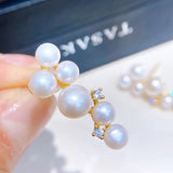 Freshwater Pearl Stud Earrings Lady Women Jewelry