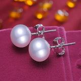 Freshwater Pearl Stud Earrings 925 Sterling Silver Women Jewelry Gift
