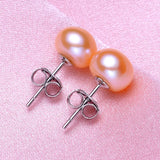 Freshwater Pearl Stud Earrings 925 Sterling Silver Women Jewelry Gift