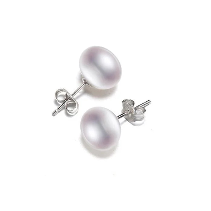 Freshwater Pearl Stud Earrings 925 Sterling Silver Women Jewelry Gift