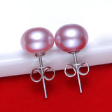 Freshwater Pearl Stud Earrings 925 Sterling Silver Women Jewelry Gift