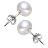 Freshwater Pearl Stud Earrings 925 Sterling Silver Women Jewelry Gift