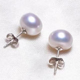 Freshwater Pearl Stud Earrings Real 925 Sterling Sliver Cultured Pearl for Women