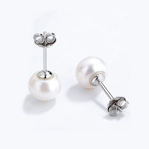 Freshwater Pearl Stud Earrings Real 925 Sterling Sliver Cultured Pearl for Women
